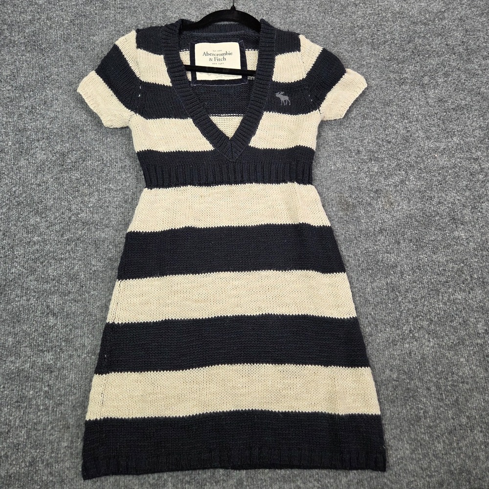 Vintage Hollister Womens Y2K Babydoll Top Size S Navy Striped V Neck Bella Swan